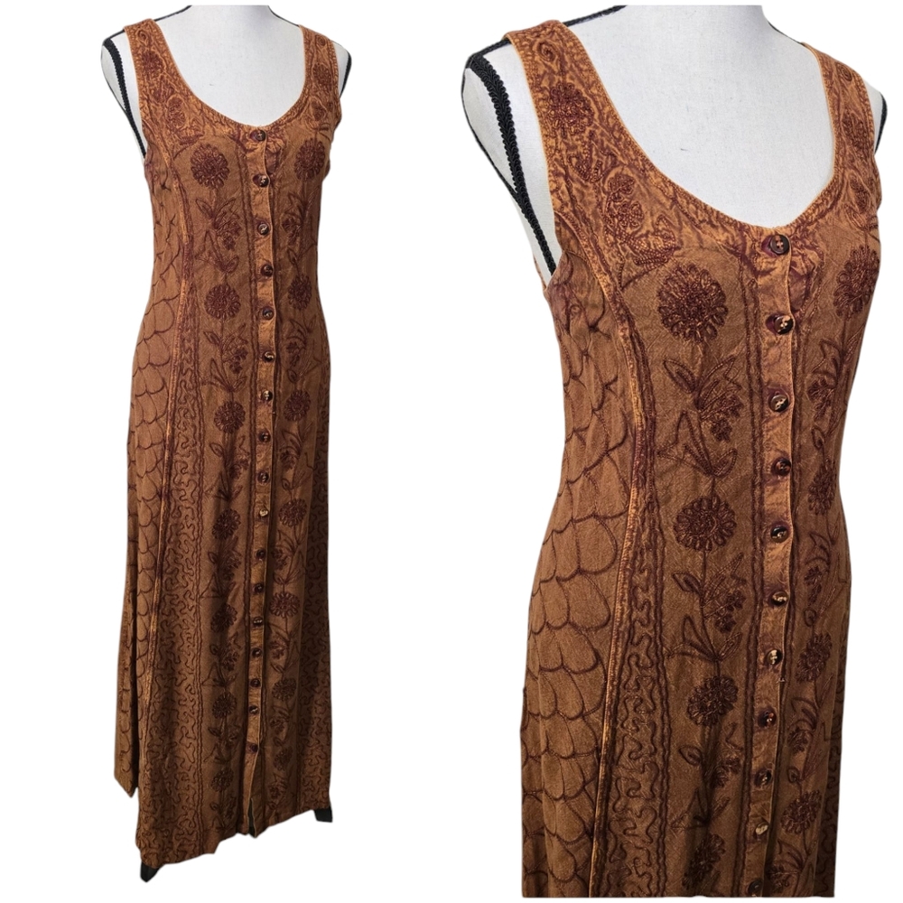 90s Embroidered Maxi Dress